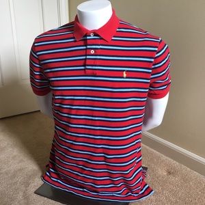 Polo By Ralph Lauren Red Striped Polo Shirt M